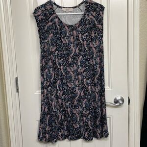 Loft size medium petite black, purple, blue floral dress